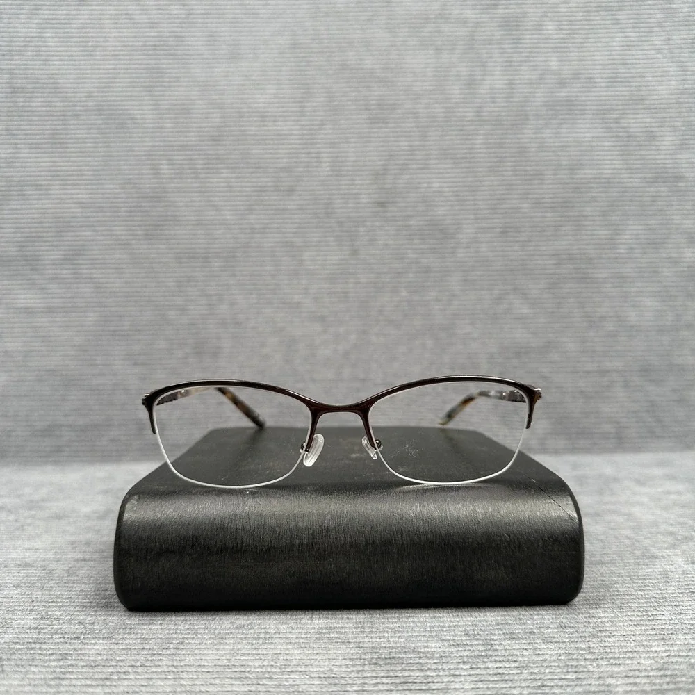 Badgley Mischka Clio Brown Crystal Y2K Cat Eye Eyeglasses 52-18-135